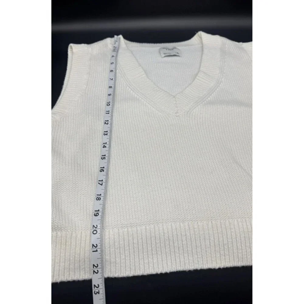 Abercrombie & Fitch Womens White Chunky VNeck Sweater Vest XL Preppy Academia - Picture 5 of 7